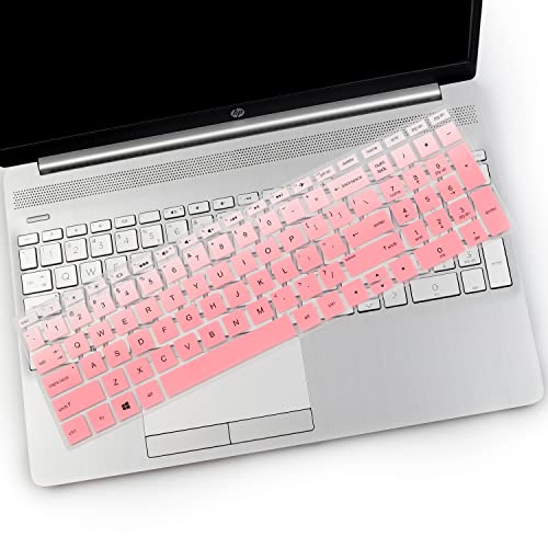2PCS Keyboard Cover for HP Laptop 17-by 17-bs/ca, HP 17-by4633dx 17-by4065st by4011cy by1053dx by2053c by3053/3056cl by3613dx by0061st 17-bs011dx bs049dx bs021ds bs025cl bs049dx bs153cl 17-ca3035cl - color: Ombre Pink+Clear