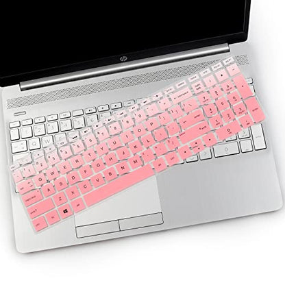 2PCS Keyboard Cover for HP Laptop 17-by 17-bs/ca, HP 17-by4633dx 17-by4065st by4011cy by1053dx by2053c by3053/3056cl by3613dx by0061st 17-bs011dx bs049dx bs021ds bs025cl bs049dx bs153cl 17-ca3035cl - color: Ombre Pink+Clear