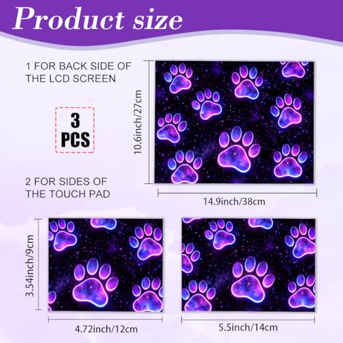 PLIGREAT 15 Inches Laptop Decal Sticker Skin Cover, Starry Sky Paw Art Design Laptop Sticker Decals Fits 12" to 15" Laptops Universal Waterproof Removable, Purple Black - color: Purple Black