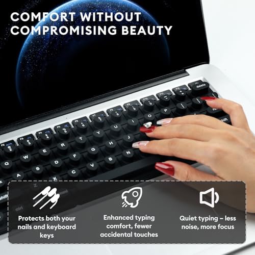 Allinside Keyboard Cover for Long Nails, Compatible with MacBook Neo A18 Pro & MacBook Pro 13/14/16 (2021–2024) & MacBook Air 13/15 (2020–2024), Raised Heart-Shaped Silicone Skin, Black - color: Black