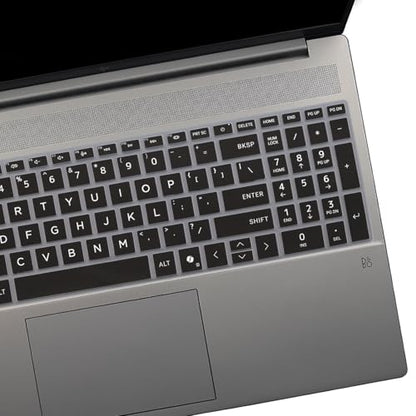 2 PCS Keyboard Cover for HP 15.6" Laptop 15-fc 15-fd 15z-fc000 15-fd0083wm 15t-fd000,HP OmniBook 5 AI 16" 16-ag 16-af 16-ba 16-bc 16z-ag100 16z-bc100 Series Laptop 16-af1037nr 16-bc1047nr-Black+Clear - color: Black+Clear