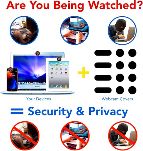 Universal Webcam Cover Stickers - Privacy Protection Accessory, No Residue Application, Safe Screen Closure - Dots,Squares and Bars, 12 Pieces - Black - color: Black12