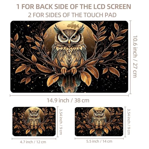 Universal Laptop Skin Sticker for 12/13/14/15.6 Inch Laptops, Reusable Vinyl Laptop Decal Cover, Waterproof Scratch Resistant Notebook Skin with 2 Wrist Pads,Nighttime Owl - color: Nighttime Owl