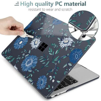 Batianda Case for Microsoft Surface Laptop 13 inch 2025 2026, Blue Flowers | Fits Model 2095, Artistic Patterns Ultra-Slim Lightweight Scratch-Resistant Hard Shell with Professional Protection - color: Blue flowers