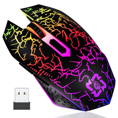 MELOGAGA Wireless Bluetooth Gaming Mouse, RGB Rechargeable, Silent, Black | Dual-Mode Bluetooth & 2.4G, Rechargeable Battery, RGB Lighting, Silent Click, 3 DPI Levels for PC Laptop Desktop Mac - color: Black