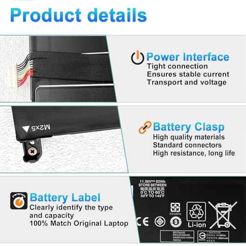 MB06XL L78553-005 Laptop Battery Replacement for Hp ZBook Studio G7 2J3H8PA 1J3R6EA 1J3U6EA 21X54UT H80612762 1J3W1EA 28Y09PA 1J3S8EA 235M3PA 21X85UT Series HSTNN-IB9E L77973-1C1 - size: 11.78*4.09*0.32inch MB06XL