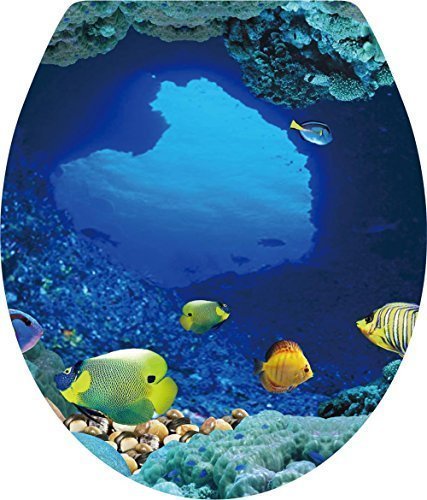 BooDecal Ocean Series Undersea Tropical Fish Toilet Lid Cover Stickers | 12 inches x 15 inches, Waterproof, Peel and Stick, For Bathroom Seat