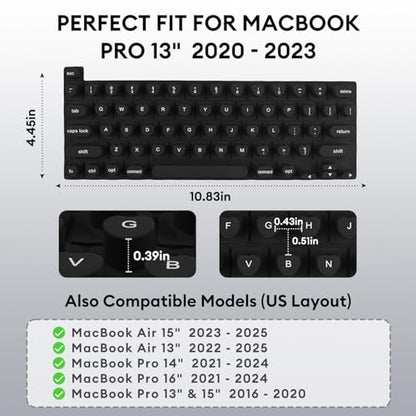 Allinside Keyboard Cover for Long Nails, Compatible with MacBook Neo A18 Pro & MacBook Pro 13/14/16 (2021–2024) & MacBook Air 13/15 (2020–2024), Raised Heart-Shaped Silicone Skin, Black - color: Black