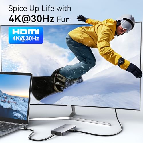 USB C Adapters for MacBook Pro/Air, Selore 9 in 1 USB C Hub with 4K HDMI, 3 * 5Gbps USB 3.1 GEN1 Port, 1Gbps Ethernet, 100W PD, 1*USB 2.0 dongle for Dell, HP and More | 4K@60Hz HDMI, 100W PD, 5Gbps USB-A&USB-C 3.1, Gigabit Ethernet, SD/microSD for MacBook