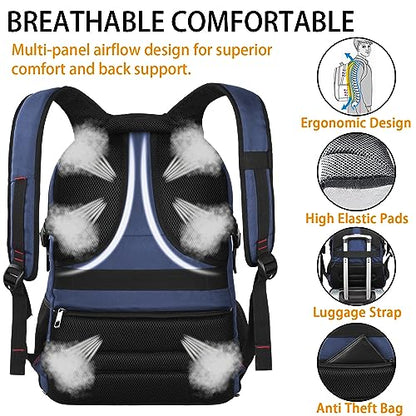 LTINVECK Travel Laptop Backpack,Extra Large Backpack for Men,Big 17 Inch Computer bag Tech Backpack - color: Full Blue