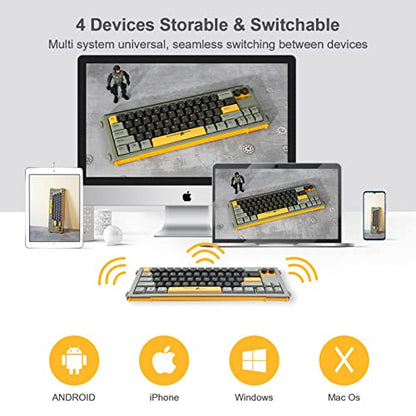 65% Mechanical Gaming Keyboard, Varmilo EC V2 Sakura Switches, BT5.0+USB-C, 4 Devices Connection, LED Backlit 4400mAh Battery, Anti-Ghosting 65 Keys Wireless Keyboard,Win/Mac