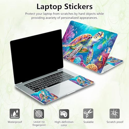 Laptop Skin Sticker Decal, Universal Reusable Vinyl Laptop Cover for 12" 13" 13.3" 14" 15" 15.4" 15.6" Notebook PC, Reusable Waterproof Scratch-Resistant with 2 Wrist Pads,Cute Sea Turtle - color: Cute Sea Turtle