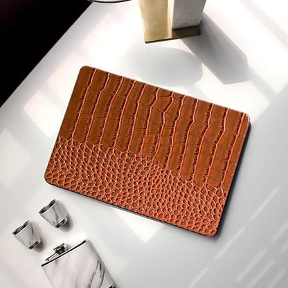 Crocodile Case for MacBook Air 13 inch 2026 M5, 2022-2025 M4/M3/M2 | Model A3449 A3240 A3113 A2681, Texture Crocodile Aligator Skin Snakeskin PU Leather Hardshell Case & Keyboard Cover, Brown - color: # Shiny Brown Crocodile