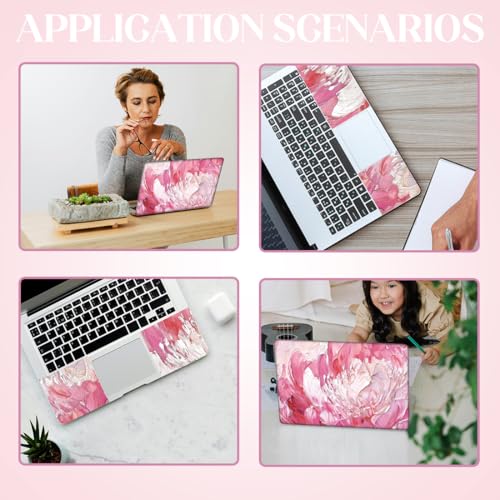 SUPERDANT Oil Painting Flowers Laptop Skin Sticker Decal Universal Personalized Protective Vinyl Cover for Notebooks and Laptops Fits 12 13 13.3 14 15 15.4 15.6 Inches Pink - color: Pink