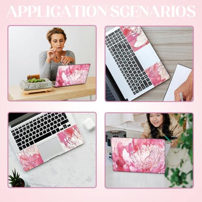SUPERDANT Oil Painting Flowers Laptop Skin Sticker Decal Universal Personalized Protective Vinyl Cover for Notebooks and Laptops Fits 12 13 13.3 14 15 15.4 15.6 Inches Pink - color: Pink