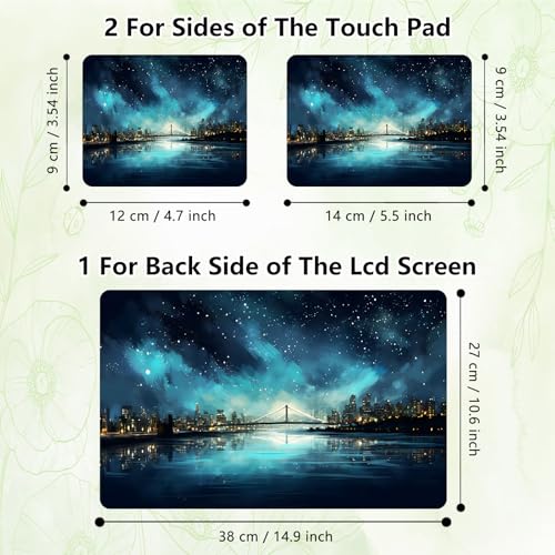 Laptop Skin Sticker Decal, Universal Reusable Vinyl Laptop Cover for 12" 13" 13.3" 14" 15" 15.4" 15.6" Notebook PC, Waterproof Scratch-Resistant with 2 Wrist Pads, Easy to Apply & Remove,Art City - color: Art City