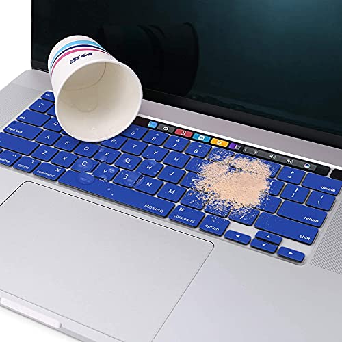 MOSISO Keyboard Cover Compatible with MacBook Pro 13 inch M2 M1 | 2023-2020 A2338 A2289 A2251&Compatible with MacBook Pro 16 2020 2019 A2141 Touch ID, Protective Silicone Skin, Royal Blue - color: Royal Blue