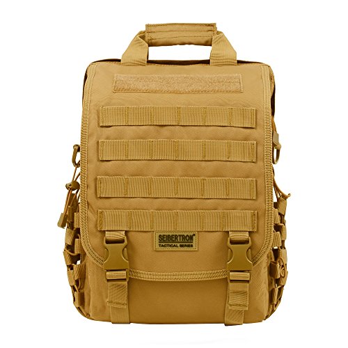 Seibertron Pro-Multifunction Shoulder Messenger Bag Fit for 14.1" or 17.3" Laptop - color: Khaki Max Suitable 14.1"laptop