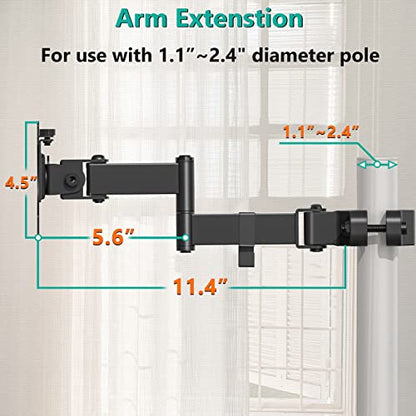 WALI Single Monitor Arm Mount for 17 to 32" Monitors, Full Motion Steel Monitor Pole Mount Bracket with Removable VESA Plate 75mm and 100mm, Vesa Mount for Outdoor, Gazebo, RVs (011ARM), Black - size: Up to 17.6