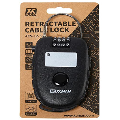 XCMAN Snowboard Lock with 30inch Ski Lock, Ski Locks Cable Retractable, Snowboard Lock Cable,Bike Locks and Suitcases,Secure 4-Digit