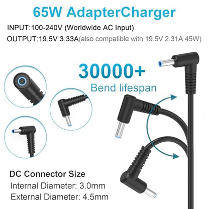 Fancy Buying 65W/45W Compatible with HP Laptop Charger - Smart Blue Tip Power Adapter Cord Short-Circuit Protection