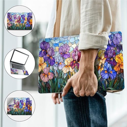 Universal Laptop Skin, DIY Cut-to-Fit Vinyl Cover Compatible with HP, Dell, Lenovo, Mac (13.3" to 15.6"), Anti-Scratch, No Residue & Bubble-Free Protective Decal Sticker, Stained Glass Iris - color: Stained Glass Iris