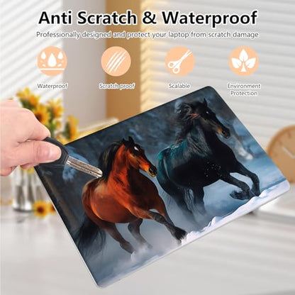 Laptop Skin Sticker Decal 15.6 Inch,12 13 13.3 14 15 15.6 in Laptop Netbook Skins for Notebook,Art Decal Removable Waterproof Scratch Resistant,Universal Vinyl Cover,Brown Black Horse Snow - color: Brown Black Horse Snow