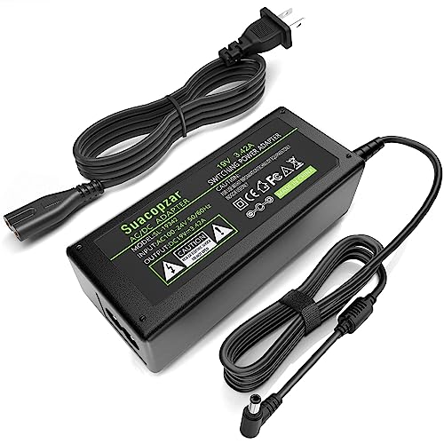19V 3.42A 65W Laptop Charger, Power Adaptor Converter for Toshiba Satellite C55 C55D C55T C655 C655D C675 C855 C855D L55 L655 L675 L745 L755 L775D L855 P755 P845T P855 P875, 5.5x2.5mm Plug - style: 19V 3.42A