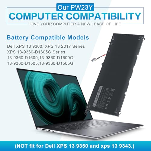 Fancy Buying PW23Y 0PW23Y Laptop Battery for Dell XPS 13 9360 13-9360-D1605G 13-9360-D1605T 13-9360-D1609 13-9360-D1609G 13-9360-D1705G fits 0TP1GT TP1GT RNP72 0RNP72 P54G002 - size: 10.7*4.48*0.19inch