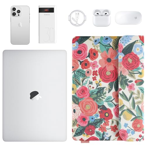 DOMISO 14 inch Laptop Case Sleeve Floral-Patterned Protective Cover Compatible with MacBook Air 15 M4 M3 M2,MacBook Pro,14-15 inch HP Dell ASUS Lenovo Chromebook,Computer Bag, Rose - size: 14 inch