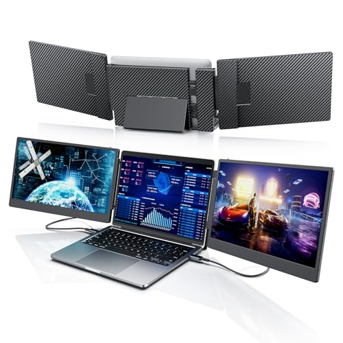 S3 Laptop Screen Extender, 14'' Triple Portable Monitor for Laptops Plug and Play, 1080P FHD IPS Laptop Monitor Extender for 13''-16.5'' Laptops Compatible with Windows, Chrome, Switch