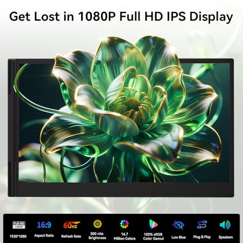 14 Inch Triple Laptop Screen Extender FHD 1080P IPS Extended Monitor | Portable Ultra-Thin Lightweight Extra Screen for Laptops 13-17.3" Compatible with Wins Mac Chrome Dex Phone Travel Work - size: 14" Monitor-A