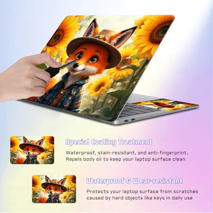 Universal Laptop Skin Sticker Decal, Compatible with MacBook HP Dell Lenovo 12"-15.6", Reusable Vinyl Notebook Cover 3PCS Set, High-Recognition Film-Cute Fox in Cowboy Hat Outfit - color: Cute Fox in Cowboy Hat Outfit