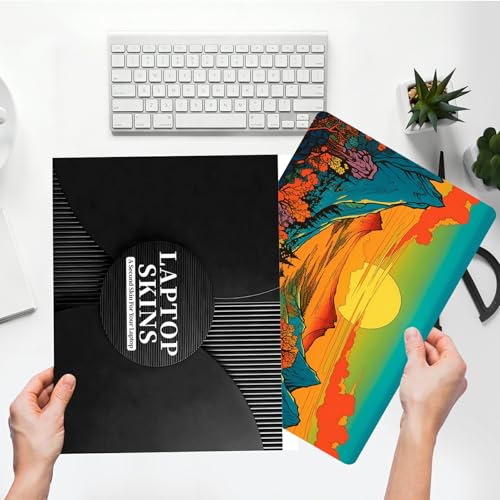 Universal Laptop Skin Sticker with 2 Wrist Pad Skins, Waterproof Scratch Resistant Vinyl Laptop Cover Decal, Cut to Fit for 11–15.6 Inch MacBook HP Dell Lenovo, Colorful Clouds Mountains - color: Colorful Clouds Mountains