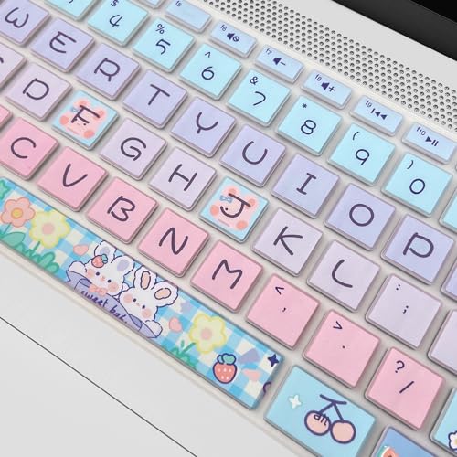 Keyboard Cover for HP 14" Laptop/HP Pavilion x360 14M-BA/CD 14M-DH 14-BF 14-cm 14-CF 14-DF 14-dk 14-DS 14-dq 14-FQ Series, 14-dq0020nr/dq0030nr, 14-fq1025nr/fq0033dx (Cute Bunny) - color: Cute Bunny