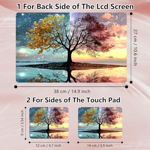 Laptop Skin Sticker Decal 12" 13" 13.3" 14" 15" 15.6",Waterproof Scratch Resistant Vinyl,Reusable Easy to Apply,for MacBook HP Dell Notebooks Netbooks Laptop,2 Wrist Pads,Dawn Dusk Tree - color: Dawn Dusk Tree
