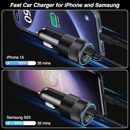 Car Charger, 5Pack 38W Dual Ports USB-C+USB-A Cigarette Lighter Adapter | Fast Charging Car Phone Charger for iPhone 17 Pro Max 16 16e 15 14, Samsung S24, Pixel Cargador para Carro Phone Plug - color: 5-Pack Black