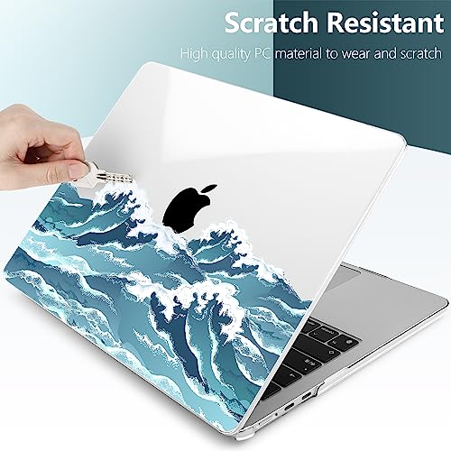 TWOLSKOO for MacBook Air 13 inch Case M5 2026 M4 2025 M3 M2 2024-2022 A3449 A3240 A3113 A2681, Plastic Hard Shell & Keyboard Cover & Screen Film for MacBook Air 13.6 inch Case, Ocean - color: Ocean