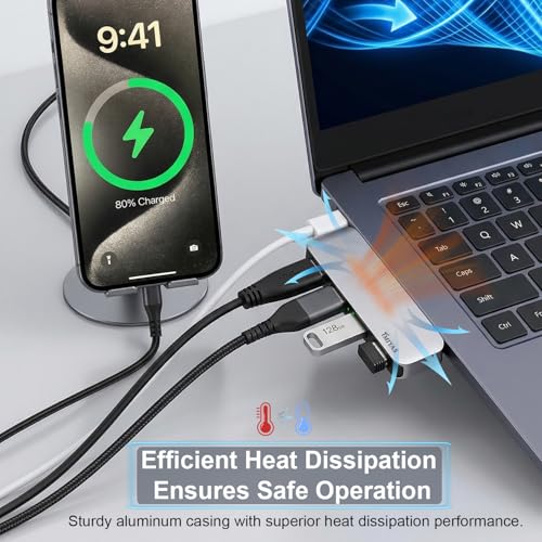 USB C Hub, 4-Port USB 3.0 Hub USB C to USB Adapter for MacBook Pro/Air | USB C to USB, 4 Ports, USB 3.0 Speed - color: Silvery(4*USB)