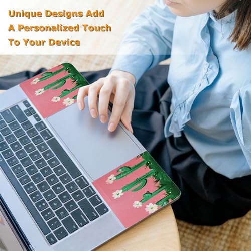 Universal Laptop Skin Sticker with 2 Wrist Pad Decals, 3-Piece Removable Vinyl Laptop Cover, Cactus Flower Waterproof Anti-Scratch, Easy-Trim Fit for 13.3" 14" 15.6" Laptops - color: Cactus Flower
