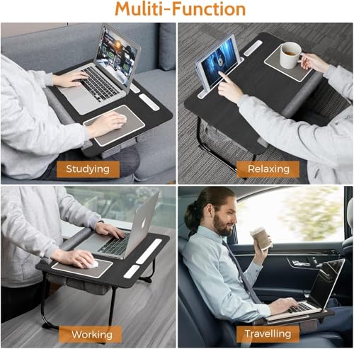Laptop Lap Desk, Lap & Bed Desk with Adjustable Cushion, Fit up to 17" Laptop Stand for Couch/Sofa/Floor, Computer Tray Table for Adults, with Foldable Legs,Wrist Rest, Tablet & Phone Holder