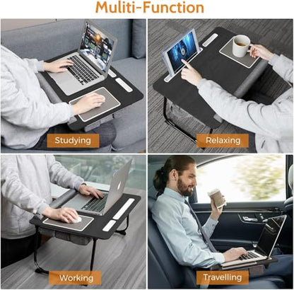 Laptop Lap Desk, Lap & Bed Desk with Adjustable Cushion, Fit up to 17" Laptop Stand for Couch/Sofa/Floor, Computer Tray Table for Adults, with Foldable Legs,Wrist Rest, Tablet & Phone Holder