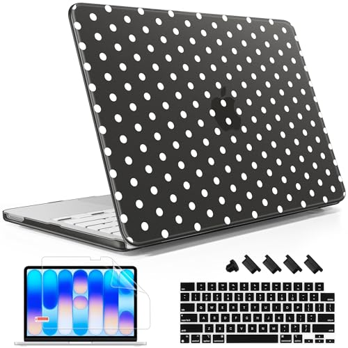 May Chen for MacBook Neo Case 13 inch 2026 | 100% Match Official Color | Pattern Printing, Anti-Crack & Scratch & Fingerprint | Protective Hard Shell Cases Laptop Model A3404, Black - White Polka dot - color: Black - White Polka dot