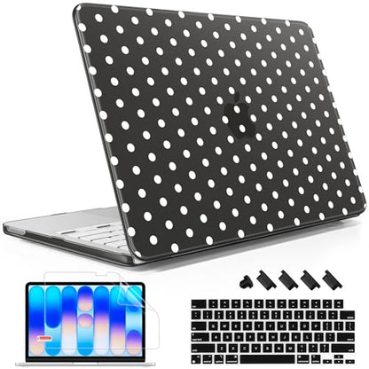 May Chen for MacBook Neo Case 13 inch 2026 | 100% Match Official Color | Pattern Printing, Anti-Crack & Scratch & Fingerprint | Protective Hard Shell Cases Laptop Model A3404, Black - White Polka dot - color: Black - White Polka dot