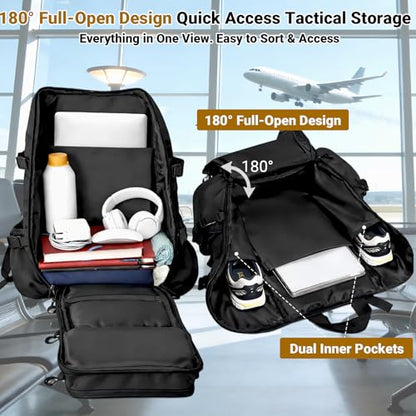 kokkoya 40L Tactical Backpack with Laptop Compartment Molle Slim Bag Men - color: Black