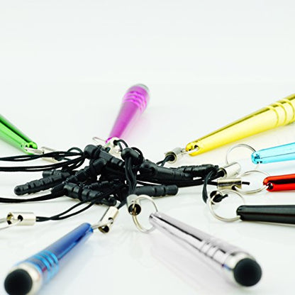 Stylus Pen Bundle 12 Pack/Short Stylus Pens with 3.5mm Jack Connector - Compatible with All Capacitive Touchscreen Devices - for iPad, iPhone, Samsung Phones, Tablets, Android Tablets and More