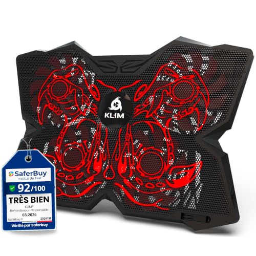 KLIM Wind Laptop Cooling Pad - More Than 500,000 Units Sold - New - Powerful Rapid Action Laptop Cooler - Laptop Stand with 4 Cooling Fans - 2 USB Ports - PC Mac PS5 PS4 Xbox One - Cobra Red - color: Red