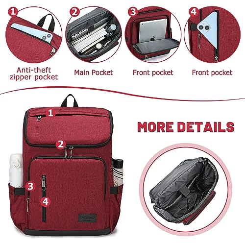 YALUNDISI Laptop Backpacks Travel Backpack Carry On Backpack Casual Daypack with USB Charging Port for Men Women Red - color: Red