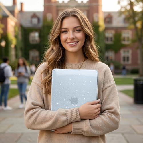 DONGKE Glitter Case for MacBook Neo 13 Inch 2026 (Model A3404 | A18 Pro Chip) | Clear Sparkly Hard Shell Cover with Screen Protector & Keyboard Cover & 2 USB-C Adapters - Bling Lightblue - color: Bling Lightblue