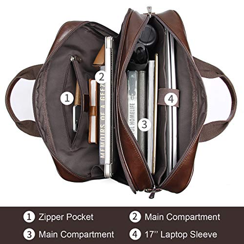 Leather Briefcase for Men 16'' Laptop Messenger Bag - color: Coffee-1